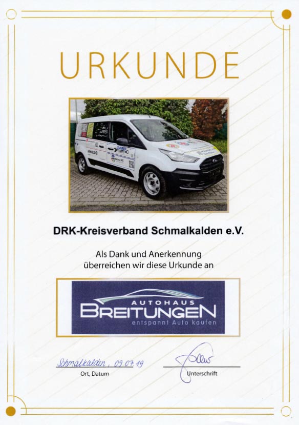 DRK-Urkunde 2019